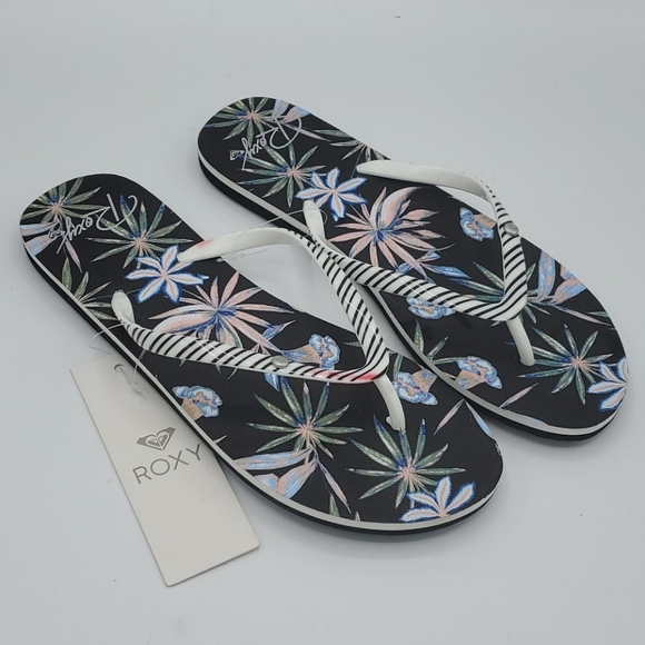 Roxy Portofino II Floral Thong Flip Flop Sandals 9